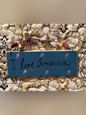 Sandra Magsamen Silvestri I Love America Hanging Art Sign Mint Decorative July 4